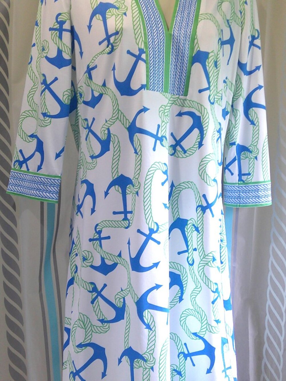 "Gretchen Scott" Split Neck DRESS "Anchors Away" Woman Sz S (Sz 6)